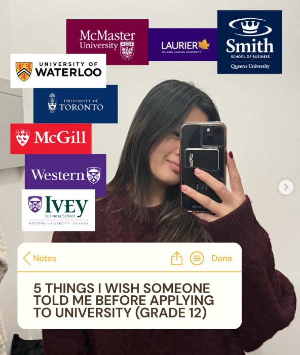 Instagram post: 5 things I wish someone told me before applying to university (Grade 12)